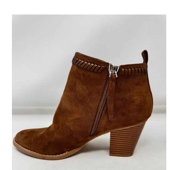 Dolce Vita 8  Women's Size 6.5 Brown Leather Suede Zipper Heeled Bootie Boots - Picture 1 of 12